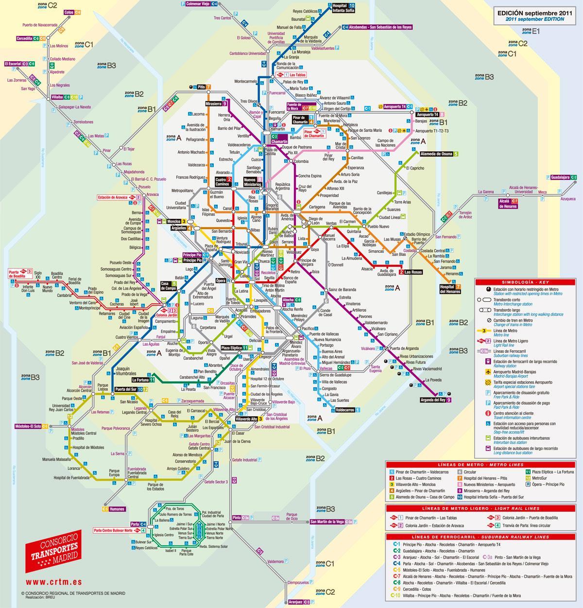 žemėlapis Madrido tramvajų