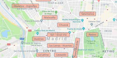 Žemėlapis Madride (Ispanija rajonų