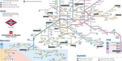 Madrido metro stotis map