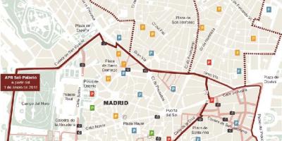 Žemėlapis Madrido automobilių stovėjimo aikštelė