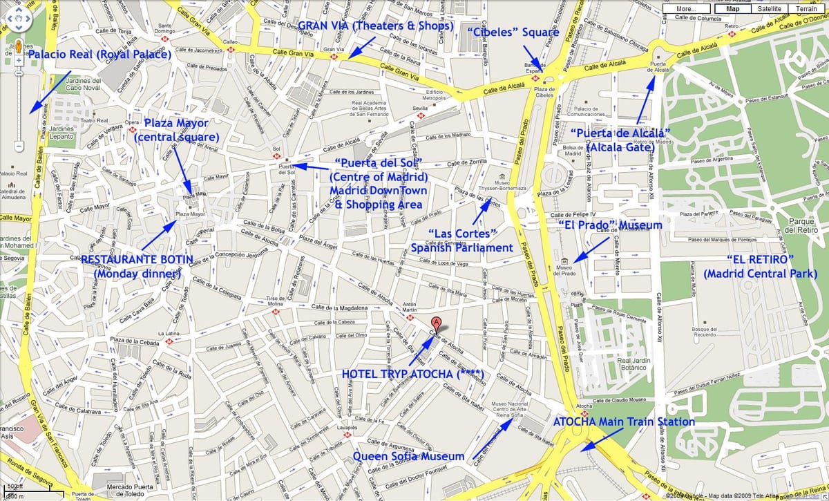 žemėlapis central Madrid Ispanija