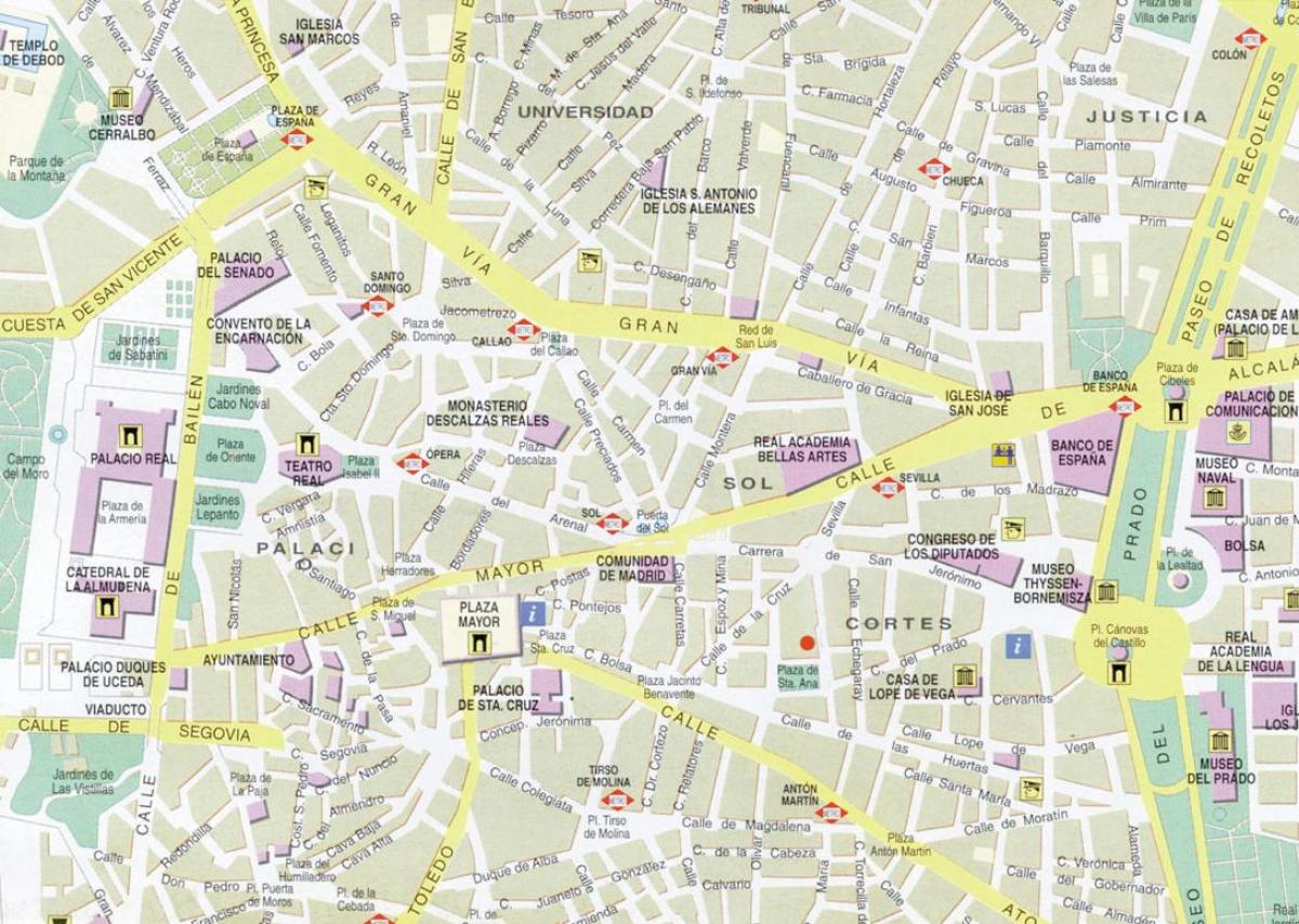 Madrido miesto centro žemėlapis