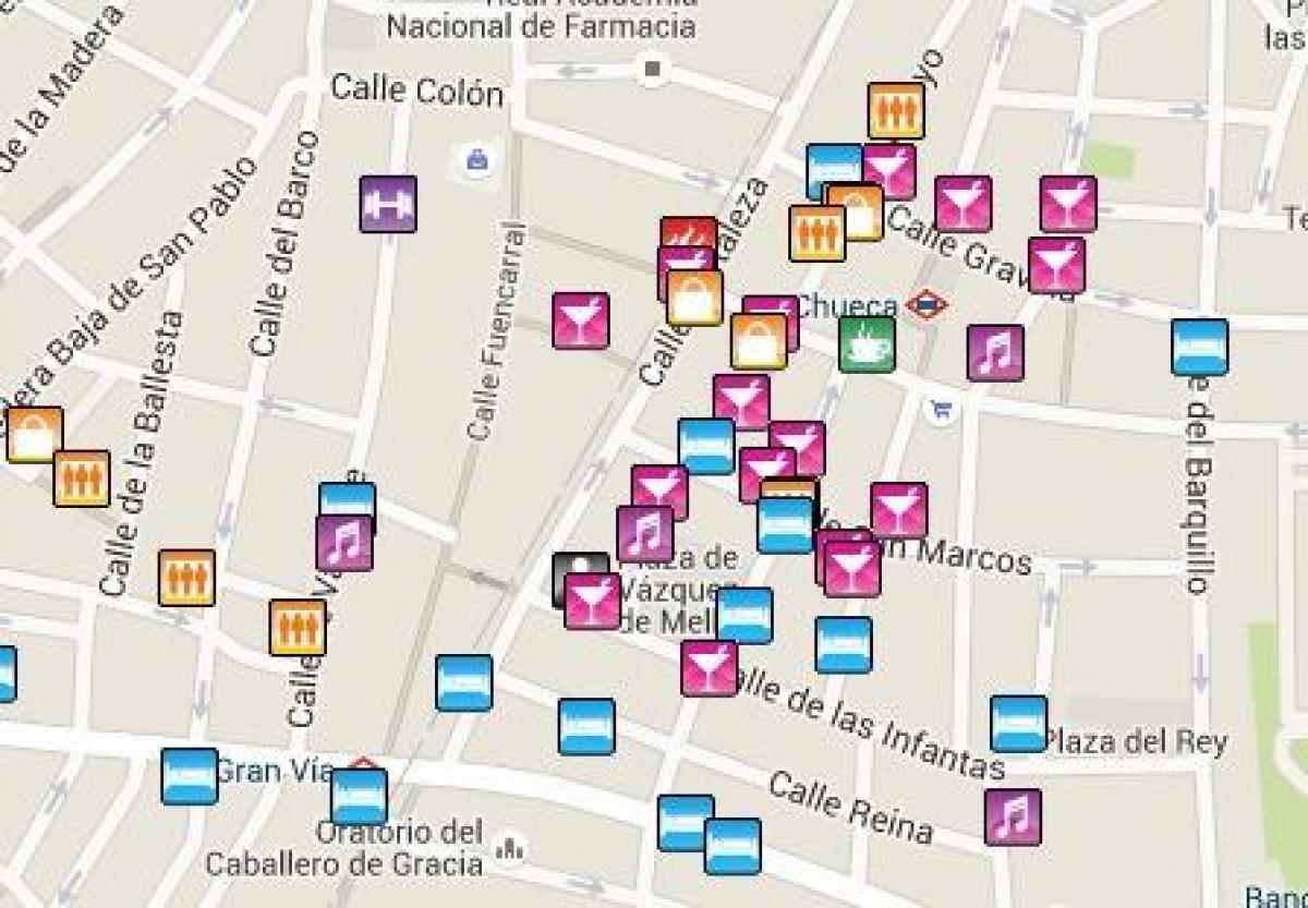 gėjų plotas Madrido žemėlapis