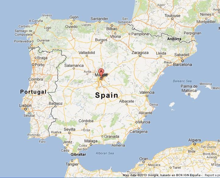 žemėlapis Ispanija kuriame Madrido
