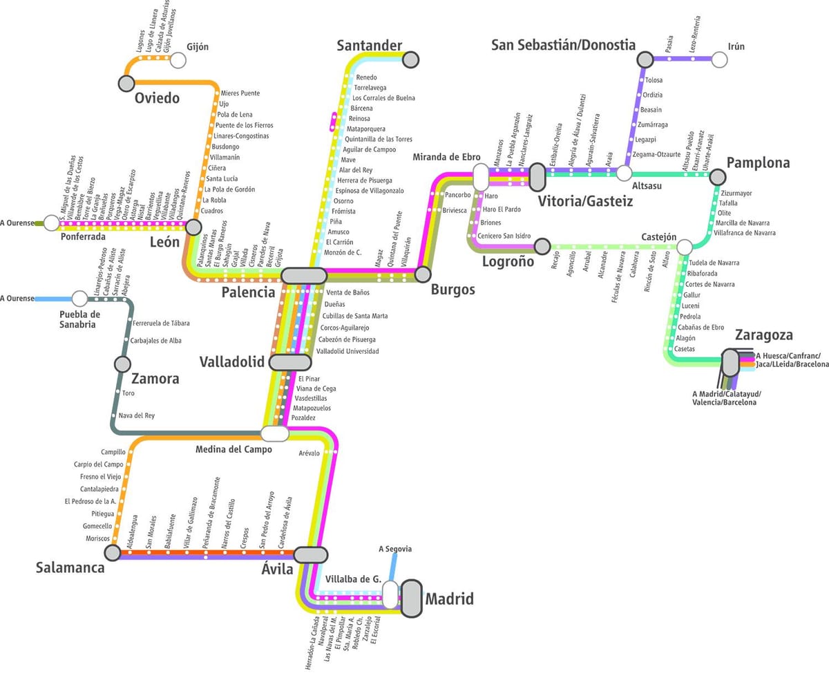 žemėlapis Madrido " renfe