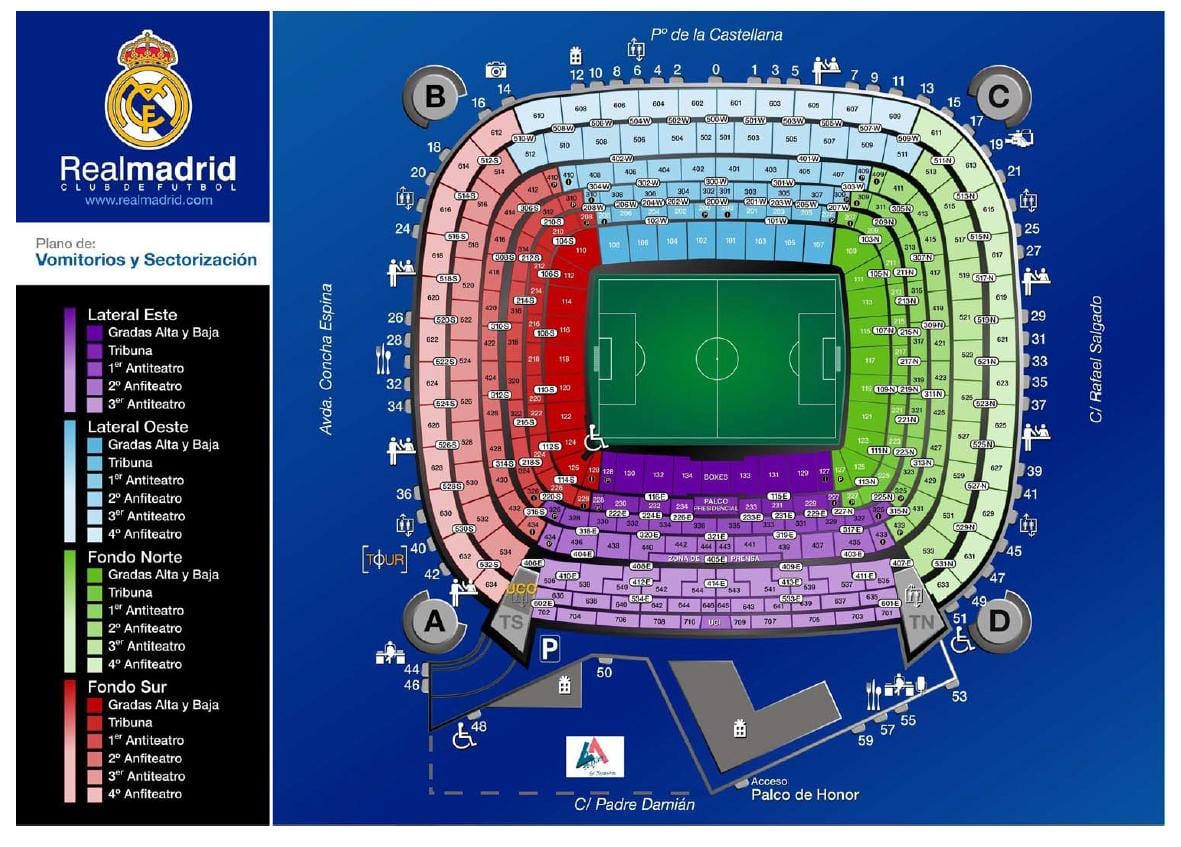 žemėlapis Madrido "real" stadionas