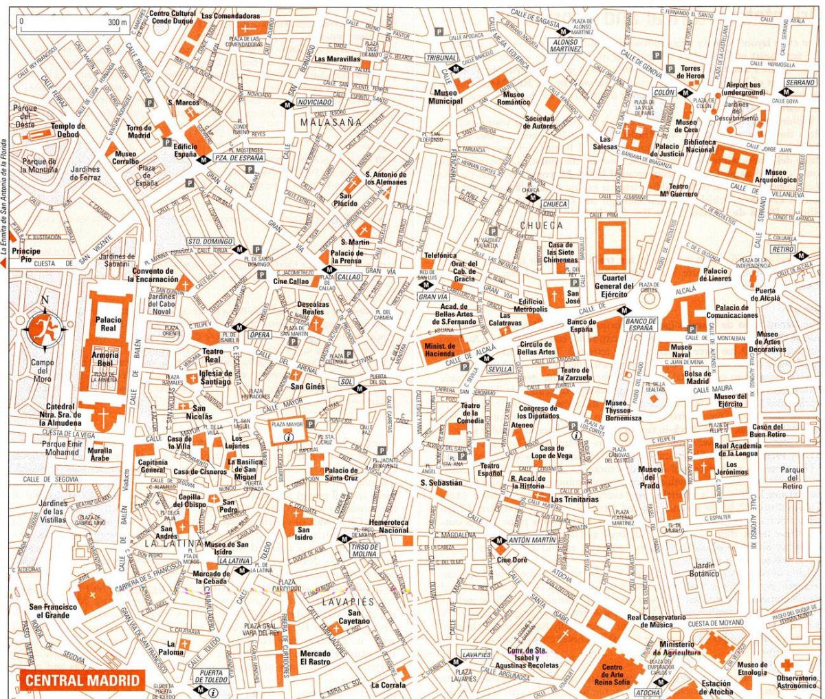 žemėlapis Madride, Ispanijoje