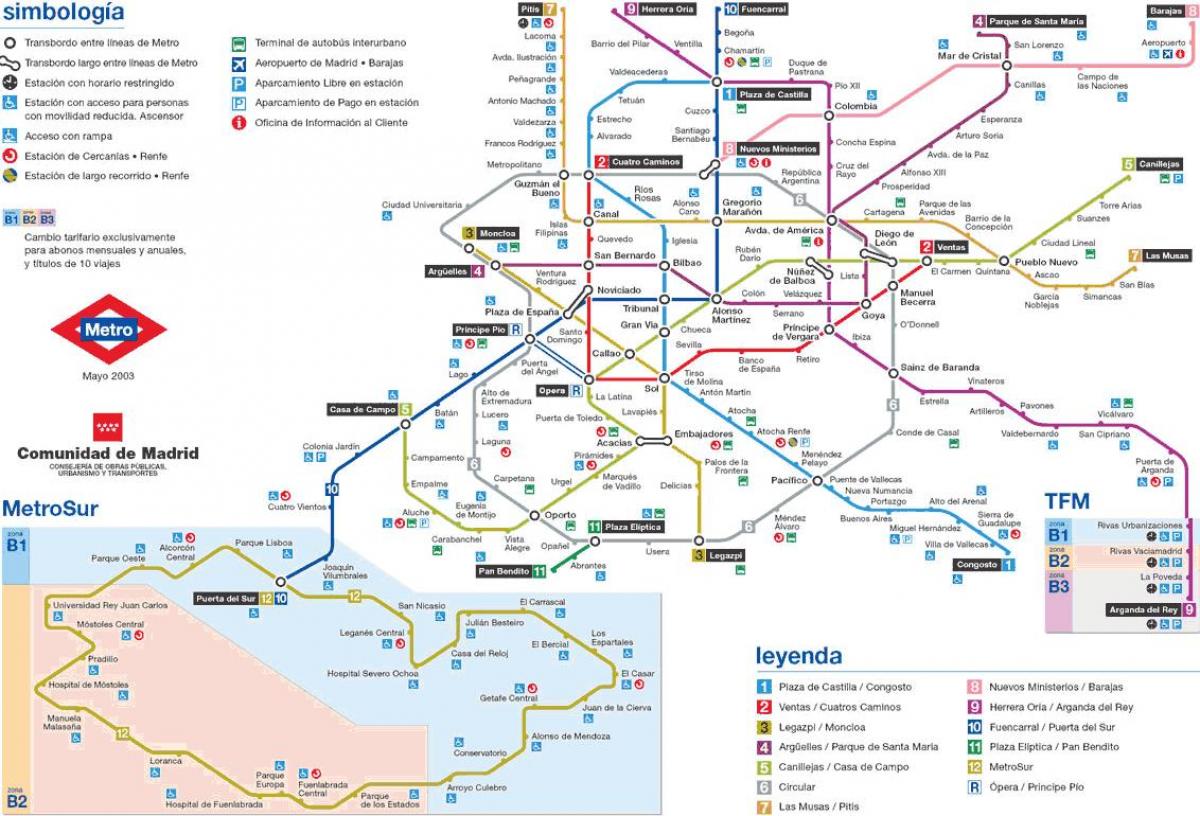 Madrido metro stotis map