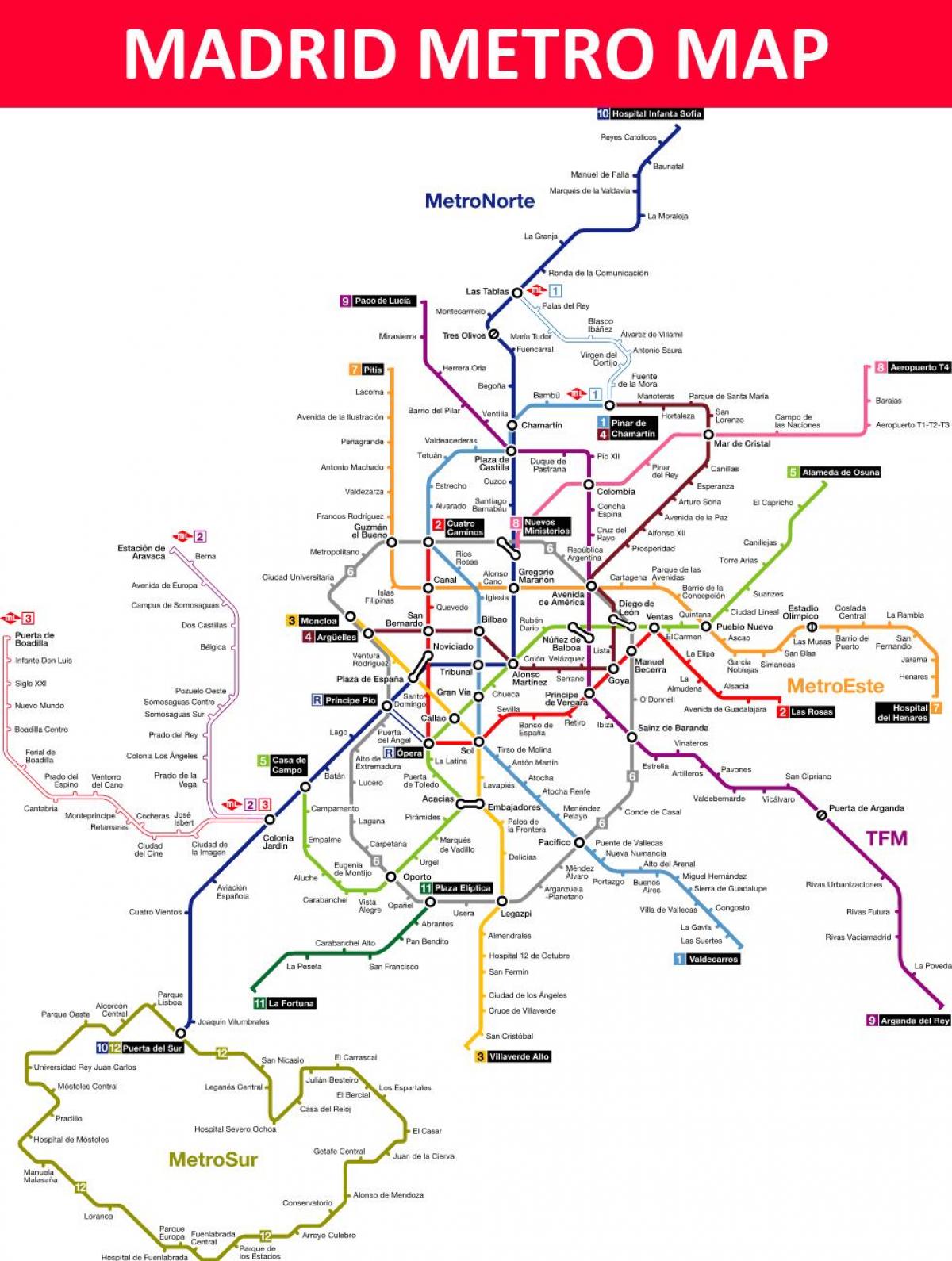 metro de Madrid žemėlapyje