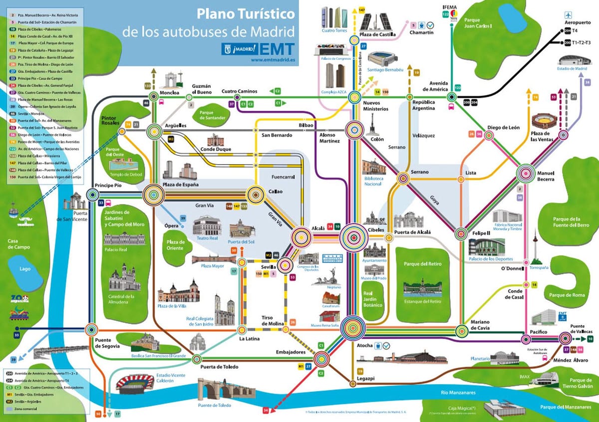 autobusų Madrido žemėlapis