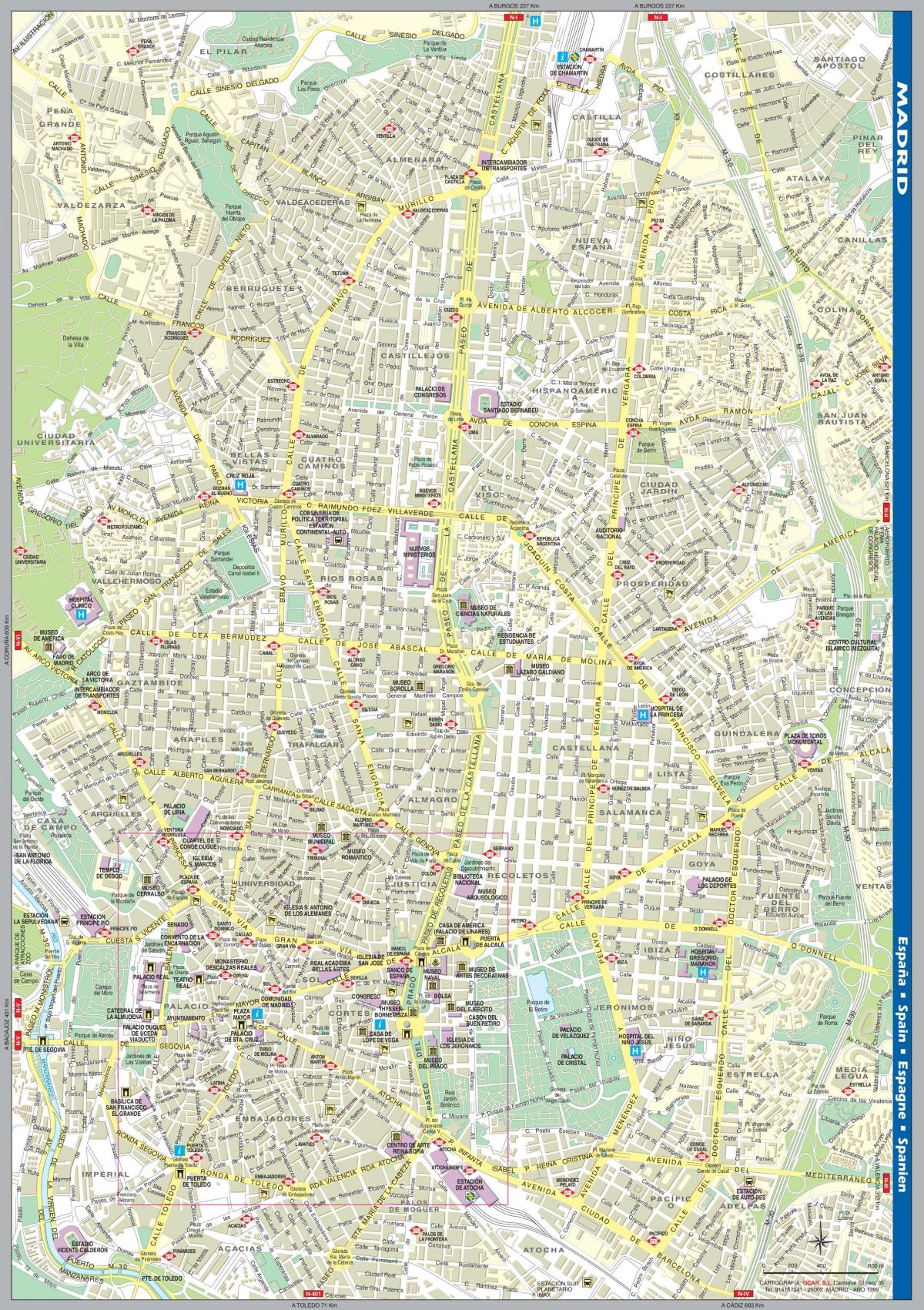 žemėlapis Madrido miesto centro