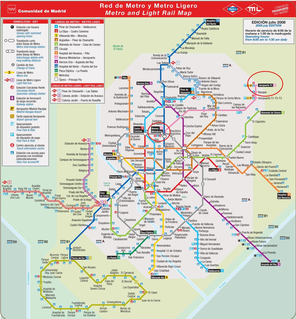 Madrido metro žemėlapis oro uostas