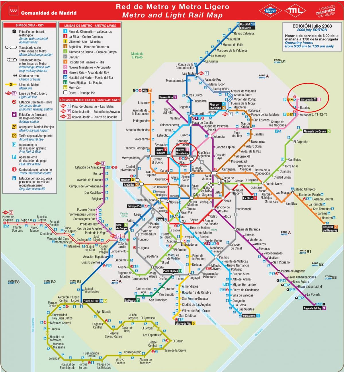 Madrido metro žemėlapis oro uostas