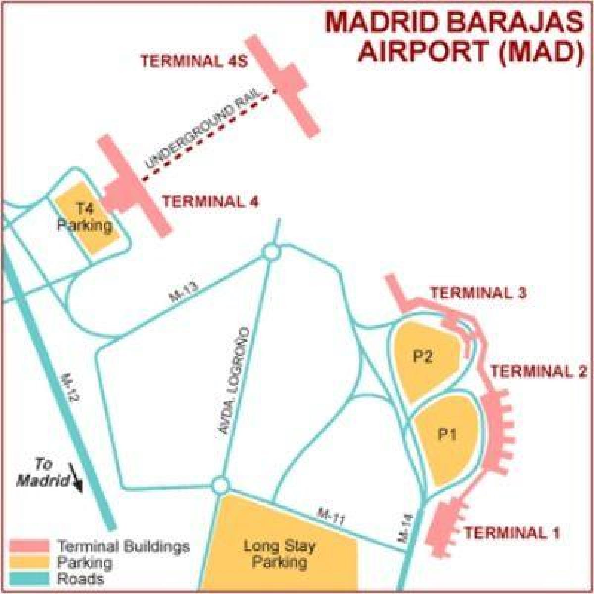 Madrido oro uosto terminalą žemėlapyje