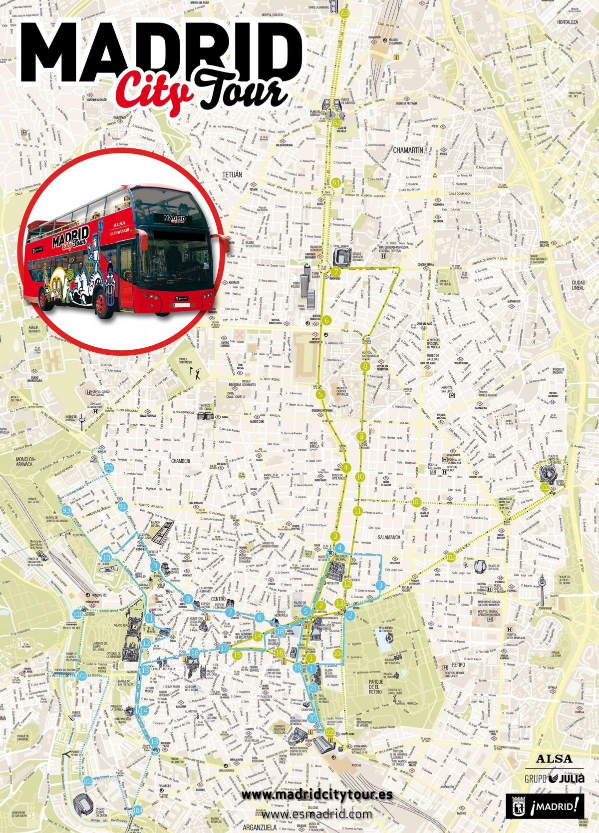 Madride, ekskursijos miesto žemėlapis