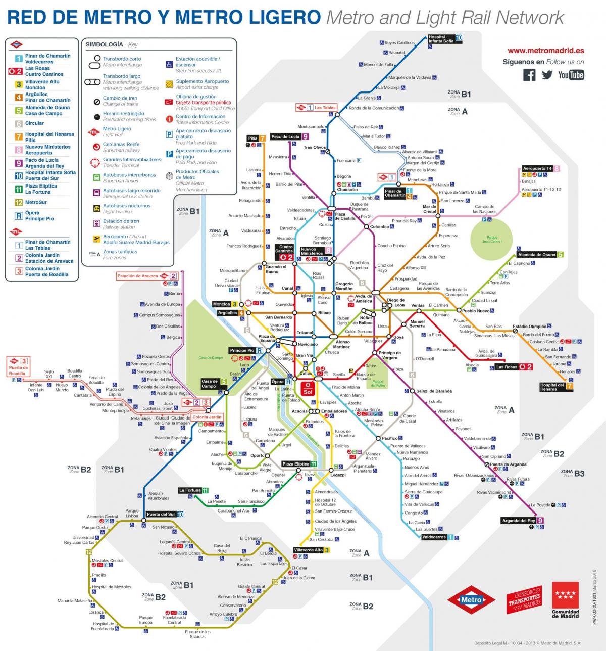 žemėlapis Madrido viešuoju transportu