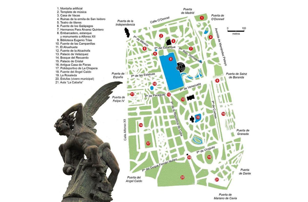 el retiro parkas žemėlapyje