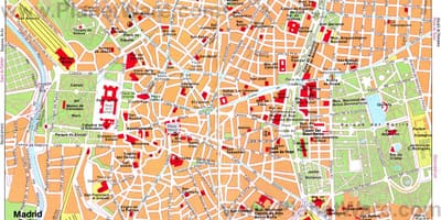 Žemėlapis bordo gatvių Madride (Ispanija