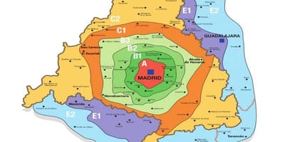 Madrido zonos t žemėlapyje